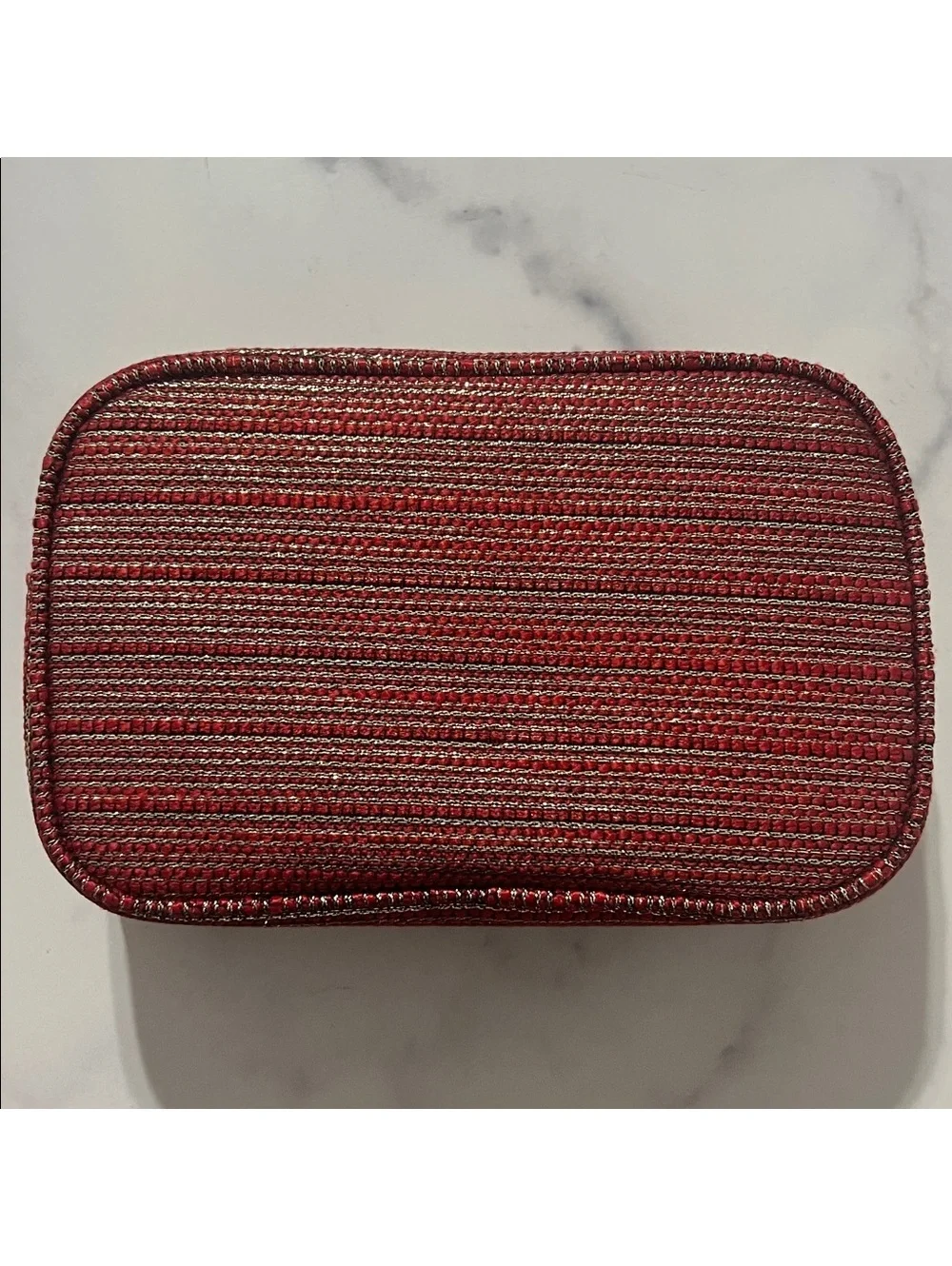 Chanel Limited Edition 2022 Cosmetic Bag in Red & Gold Tweed, NEW in Box